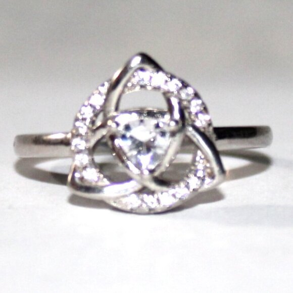 Sterling Silver Cubic Zirconia Celtic Knot Ring - Picture 2 of 7